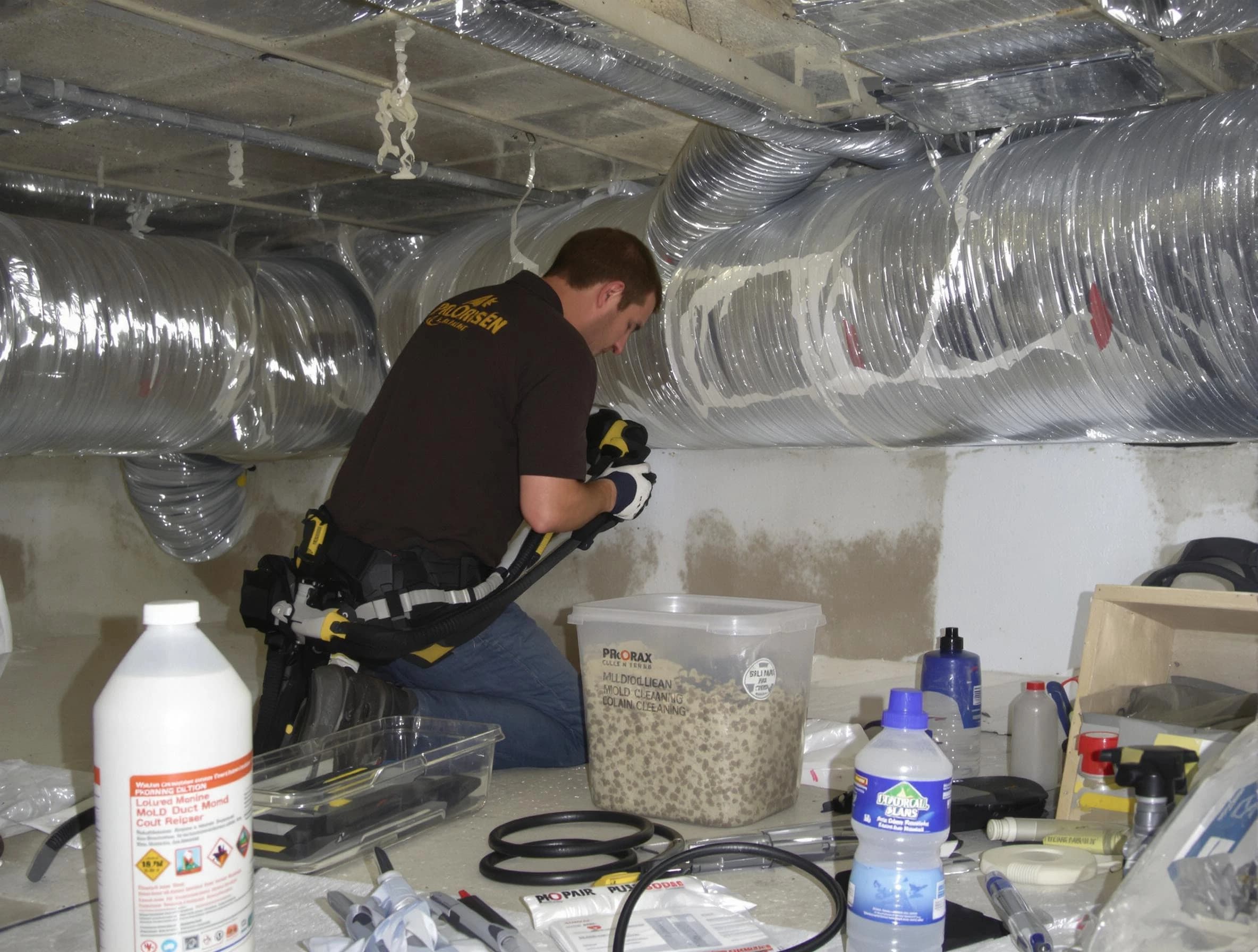Ponderosa Park Air Duct Cleaning specialist performing professional mold removal from air ducts in Ponderosa Park