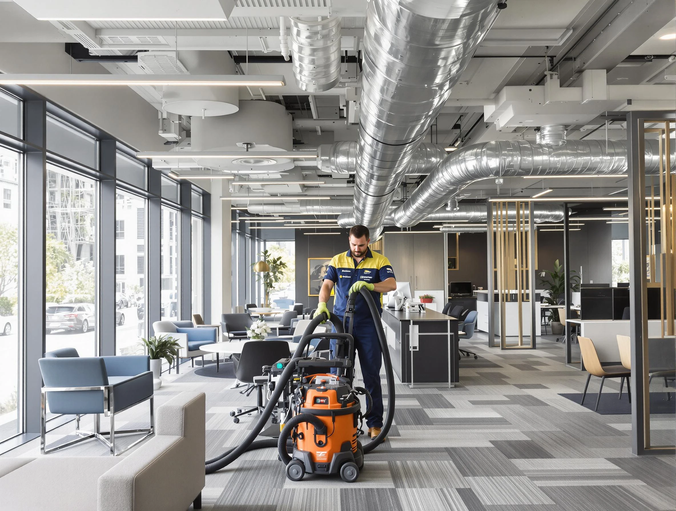 Ponderosa Park Air Duct Cleaning team performing thorough commercial duct cleaning at a Ponderosa Park business center